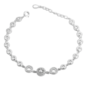 Lắc tay bạc họa tiết hình tròn đính đá - 248