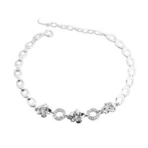 Lắc tay bạc hoa năm cánh đính đá hình tròn - 3736
