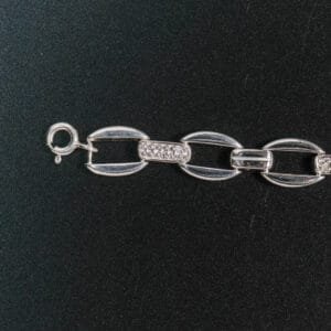 Lắc tay bạc S925 xích oval đính đá - 242