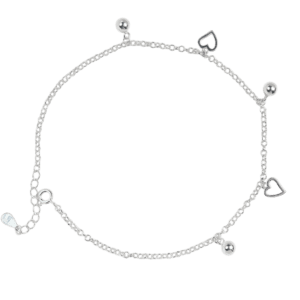 Lắc chân Bạc KFJ hình tim bi - 255