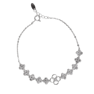 Lắc tay bạc xi hoa bốn cánh viền trơn thanh lịch - 3596
