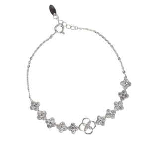 Lắc tay bạc xi hoa bốn cánh viền trơn thanh lịch - 3596