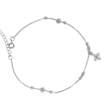 Lắc chân bạc xi mặt đá hoa 4 cánh và bi tròn thanh lịch – 3831