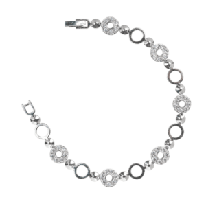 Lắc tay bạc xi họa tiết 6 mặt tròn đính đá - 3839