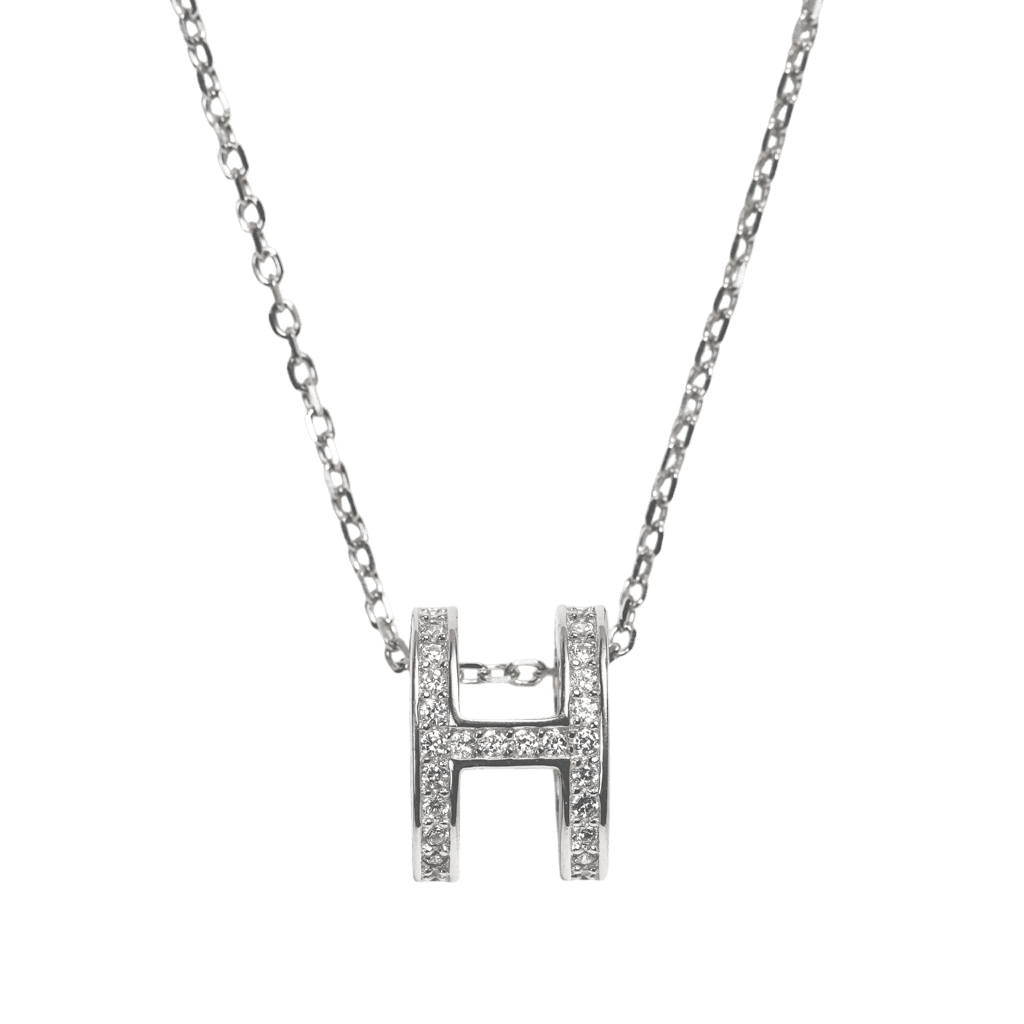 Dây chuyền bạc xi chữ H thanh lịch - 3855