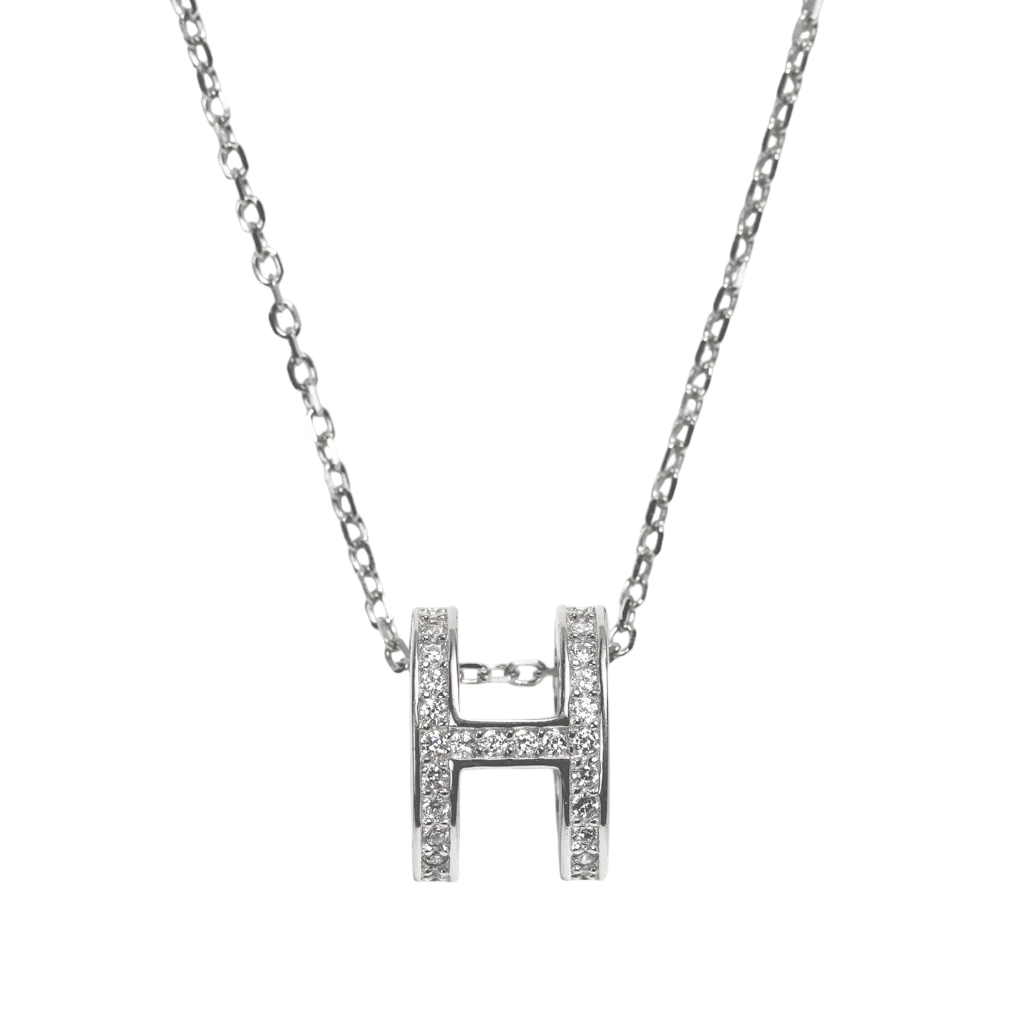 Dây chuyền bạc xi chữ H thanh lịch - 3855