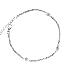 Lắc tay bạc xi dây xoắn 3 bi phay - 3860
