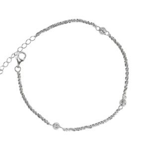 Lắc tay bạc xi dây xoắn 3 bi phay - 3860