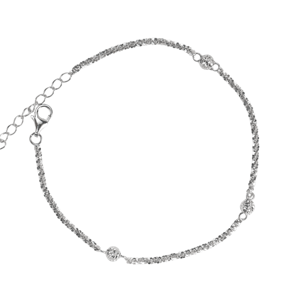 Lắc tay bạc xi dây xoắn 3 bi phay - 3860