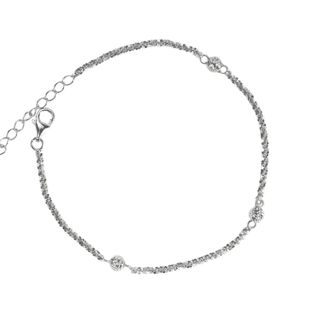Lắc tay bạc xi dây xoắn 3 bi phay - 3860