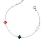 Lắc tay bạc S925 cỏ bốn lá sơn 3 màu cá tính – 3906