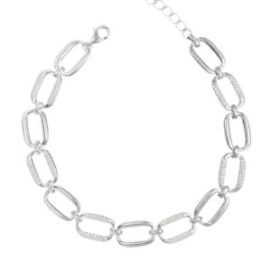 Lắc tay bạc S925 chữ nhật nối đá dăm - 3907