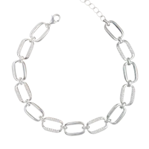 Lắc tay bạc S925 chữ nhật nối đá dăm - 3907