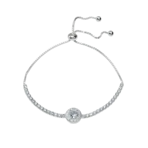 Lắc tay bạc dây rút đá S925 mặt tròn đính đá - K0232